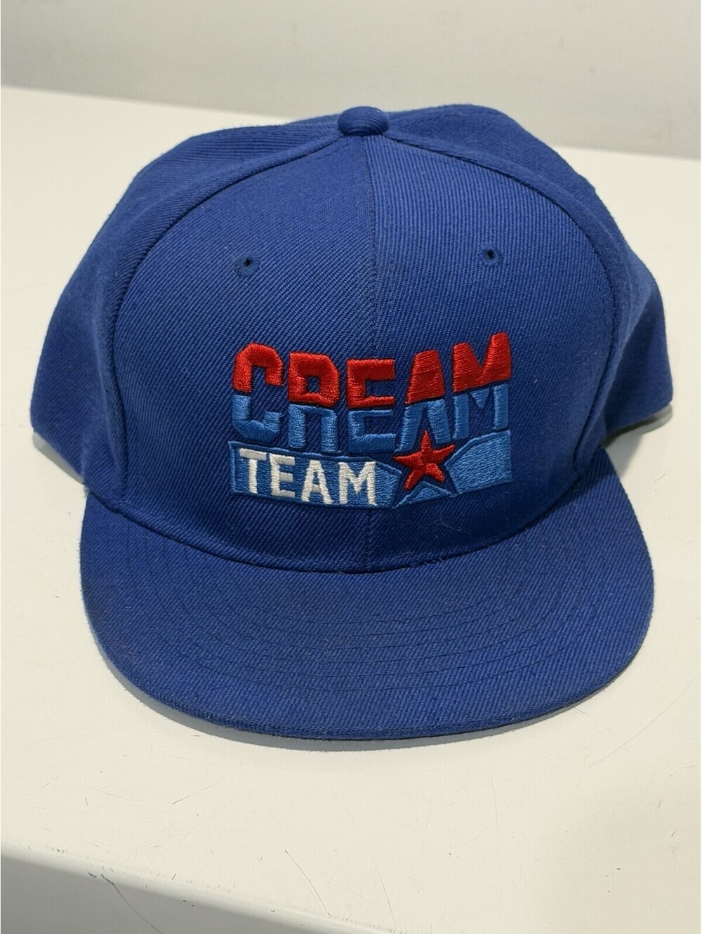 Academy Fits Caps Blue Hats SnapBack Embroidered Cream Team